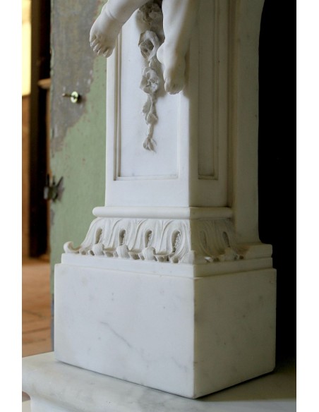001 AG ANTIQUE EXCEPTIONAL ONE-OF-A-KIND "THE TREE OF LIFE" MARBLE MANTEL SIGNED BY THE ITALIAN SCULPTOR ADOLFO CIPRIANI