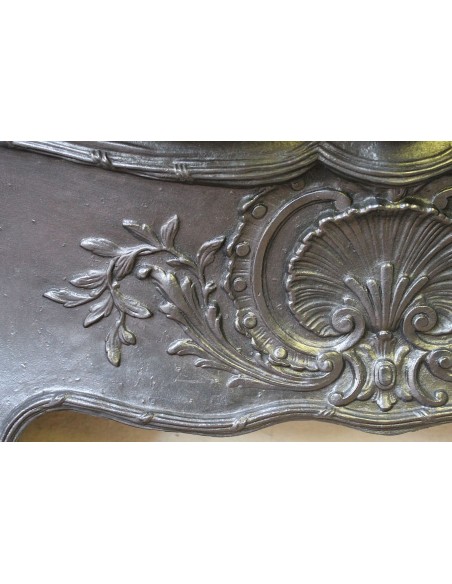021 AG ANTIQUE LOUIS XV "DAUPHIN" MANTEL CARVED IN WHITE CARRARA MARBLE WITH ITS OWN ORIGINAL CAST IRON INSERT
