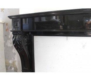Nineteenth-century Empire fireplace mantel frame in black Belgium marble dating back to the 19th century 2