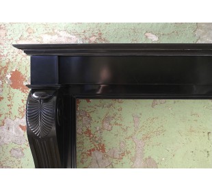 Antique important Empire-style "Retour d'Egypte" fireplace mantel carved in black Belgium marble. 2