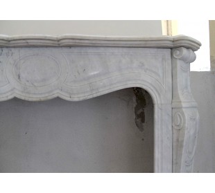 Antique Louis XV Pompadour white marble fireplace 2