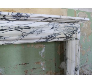 Antique “Boudin” fireplace mantel carved in Breccia Medicea marble and very large in size. 2