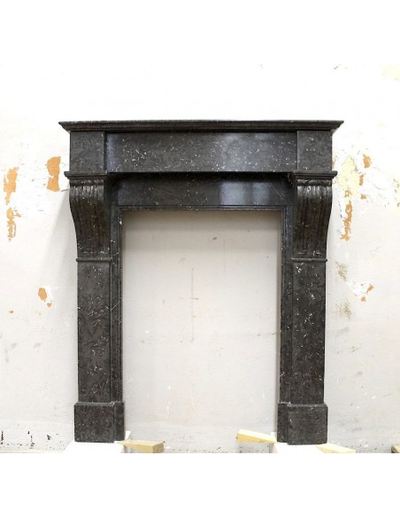 403 VERY SMALL AND NICE "MODILLON" FIREPLACE MANTEL CARVED IN GREY SAINTE-ANNE MARBRE
