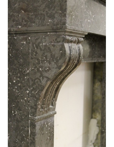 403 VERY SMALL AND NICE "MODILLON" FIREPLACE MANTEL CARVED IN GREY SAINTE-ANNE MARBRE