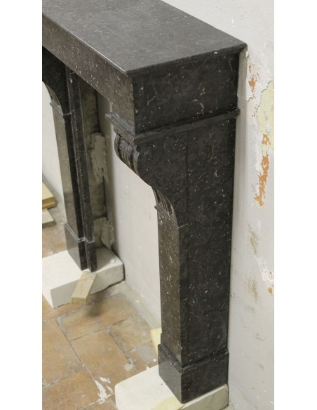 403 VERY SMALL AND NICE "MODILLON" FIREPLACE MANTEL CARVED IN GREY SAINTE-ANNE MARBRE