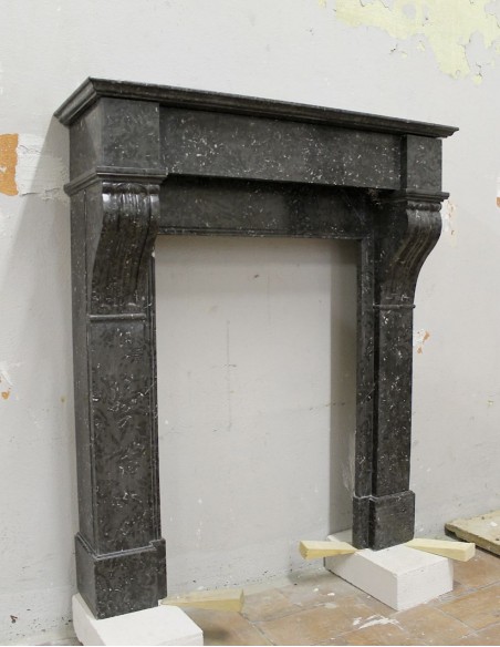 403 VERY SMALL AND NICE "MODILLON" FIREPLACE MANTEL CARVED IN GREY SAINTE-ANNE MARBRE