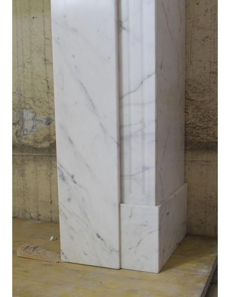 703 ANTIQUE ART DECO FIREPLACE MANTEL IN WHITE CARRARA MARBLE
