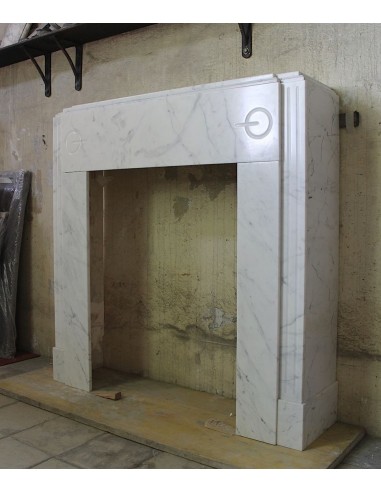 703 ANTIQUE ART DECO FIREPLACE MANTEL IN WHITE...