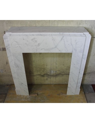 703 ANTIQUE ART DECO FIREPLACE MANTEL IN WHITE...