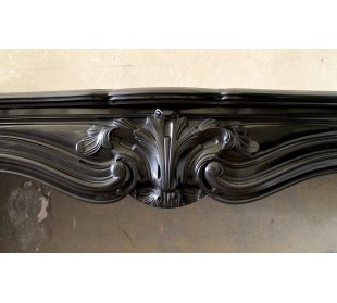 Antique Louis XV fireplace mantel carved in black Belgium marble 2
