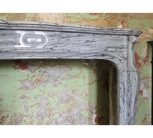 Antique Louis XV Pied Galbé mantel carved in grey and blue Fiorito marble 2