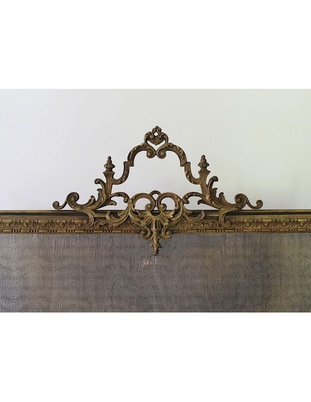 011 PARASCINTILLE NEOCLASSICO IN OTTONE E  BRONZO CON INTROVABILE RETE " A JACQUARD" IN FILO D'OTTONE