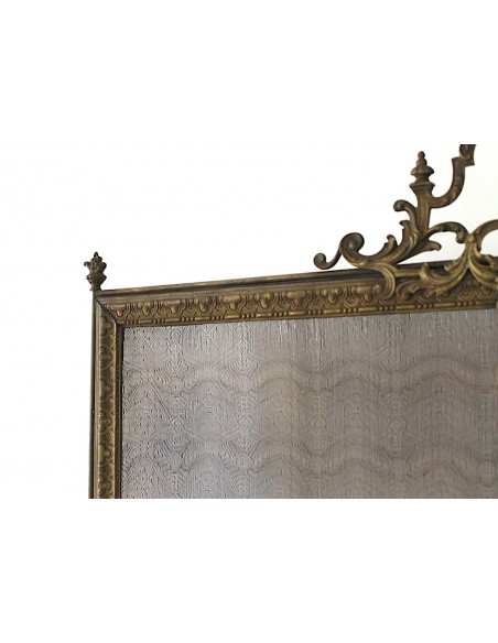 011 PARASCINTILLE NEOCLASSICO IN OTTONE E  BRONZO CON INTROVABILE RETE " A JACQUARD" IN FILO D'OTTONE