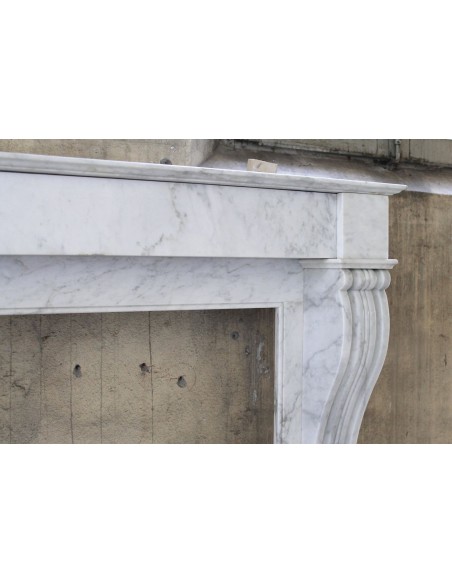 411 ANTIQUE LOUIS PHILIPPE "CLASSIQUE" FIREPLACE IN WHITE CARRARA MARBLE