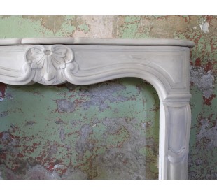 Antique fireplace mantel from Paris carved in beige stone 2