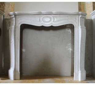 Antique Louis XV baroque fireplace mantel carved in White Carrara marble
