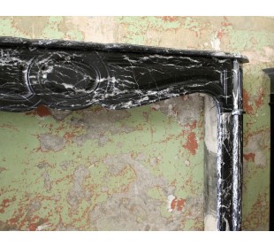 Antique Black Marquinia marble fireplace mantel. This fire surround is baroque style 2