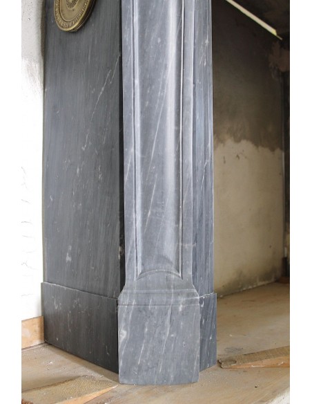 069 ANTIQUE LOUIS XV "POMPADOUR GALBÉ" MANTEL CARVED IN GREY BLEU TURQUIN MARBLE
