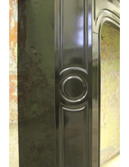 009 VERY ORIGINAL LOUIS XV “POMPADOUR” MANTEL CARVED IN BLACK BELGIUM MARBLE