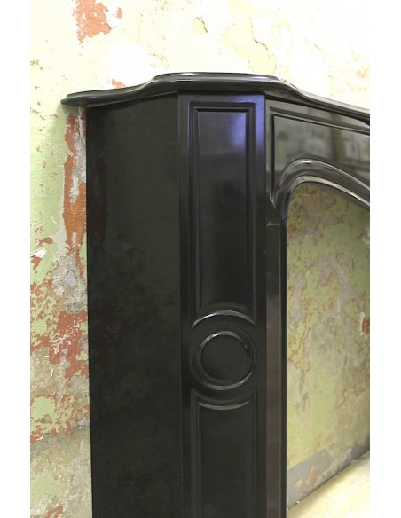 009 VERY ORIGINAL LOUIS XV “POMPADOUR” MANTEL CARVED IN BLACK BELGIUM MARBLE