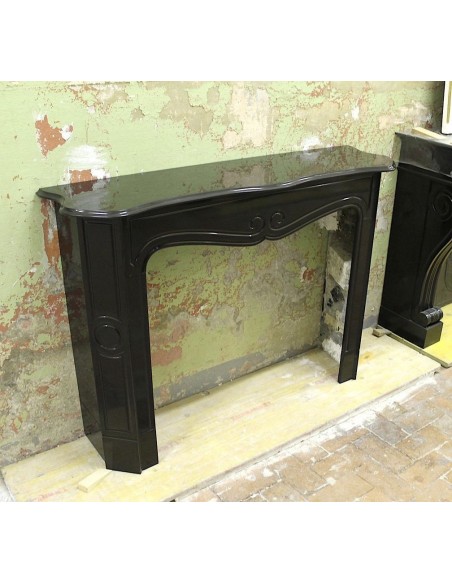 009 VERY ORIGINAL LOUIS XV “POMPADOUR” MANTEL CARVED IN BLACK BELGIUM MARBLE