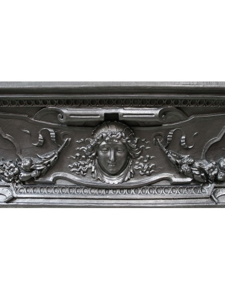 007 GH ANTIQUE GIANT CAST IRON FIREPLACE MANTEL
