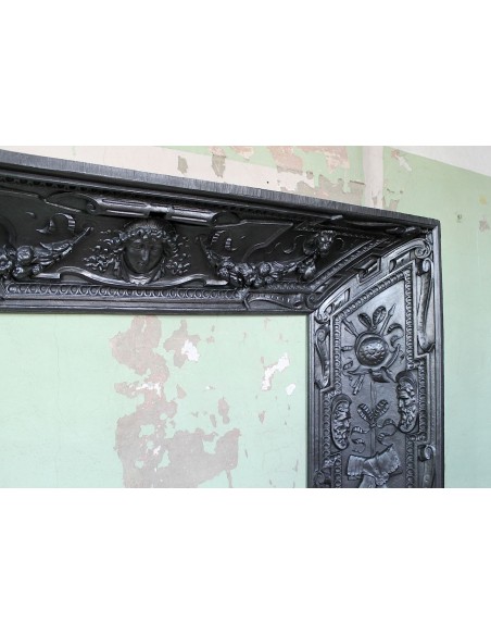 007 GH ANTIQUE GIANT CAST IRON FIREPLACE MANTEL