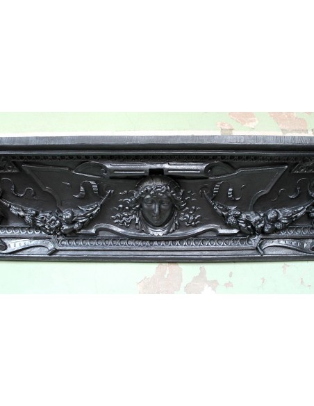 007 GH ANTIQUE GIANT CAST IRON FIREPLACE MANTEL