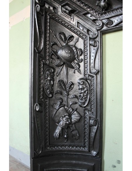 007 GH ANTIQUE GIANT CAST IRON FIREPLACE MANTEL