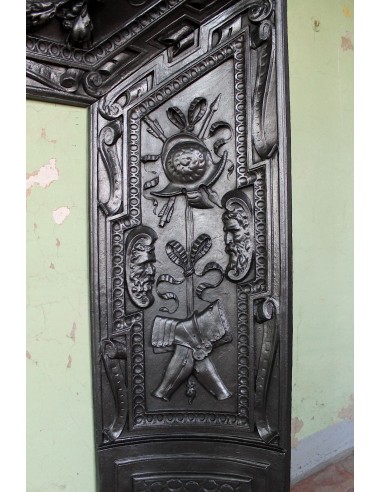 007 GH ANTIQUE GIANT CAST IRON FIREPLACE MANTEL