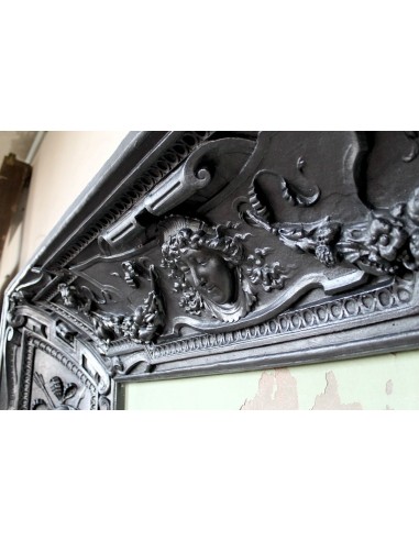 007 GH ANTIQUE GIANT CAST IRON FIREPLACE MANTEL