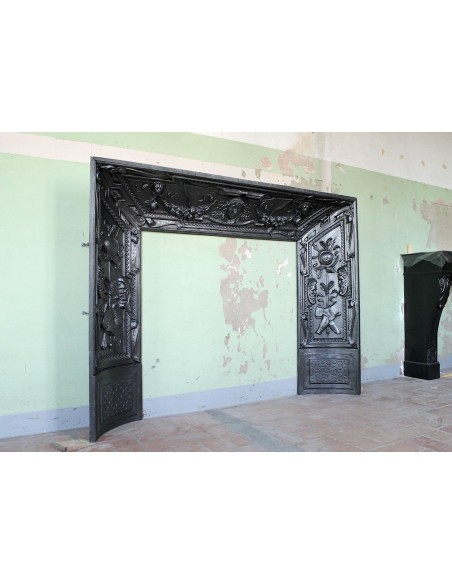 007 GH ANTIQUE GIANT CAST IRON FIREPLACE MANTEL