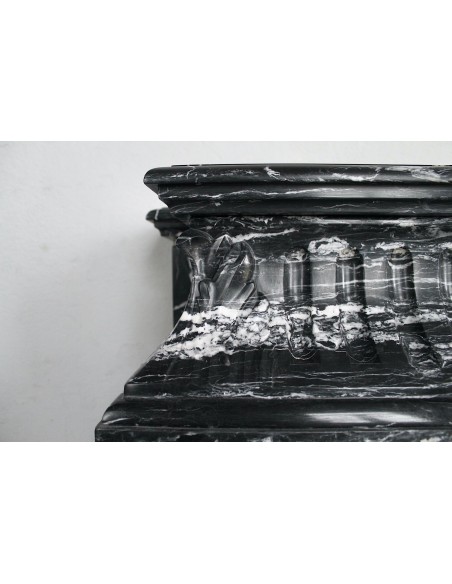 310 MONUMENTAL "BOUDIN HAUT" FIREPLACE MANTEL IN BLACK MARQUINIA MARBLE