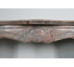 ANTIQUE AND ORIGINAL LOUIS XV "POMPADOUR PIED GALBÉ" MANTEL IN PINK DUQUESA MARBLE 2