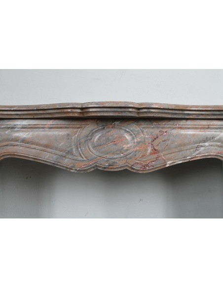 034 ANTIQUE LOUIS XV "POMPADOUR PIED GALBÉ" MANTEL IN PINK DUQUESA MARBLE