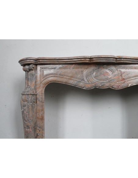 034 ANTIQUE LOUIS XV "POMPADOUR PIED GALBÉ" MANTEL IN PINK DUQUESA MARBLE