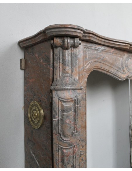 034 ANTIQUE LOUIS XV "POMPADOUR PIED GALBÉ" MANTEL IN PINK DUQUESA MARBLE