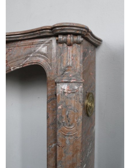 034 ANTIQUE LOUIS XV "POMPADOUR PIED GALBÉ" MANTEL IN PINK DUQUESA MARBLE