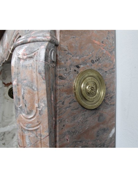 034 ANTIQUE LOUIS XV "POMPADOUR PIED GALBÉ" MANTEL IN PINK DUQUESA MARBLE