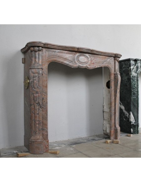 034 ANTIQUE LOUIS XV "POMPADOUR PIED GALBÉ" MANTEL IN PINK DUQUESA MARBLE