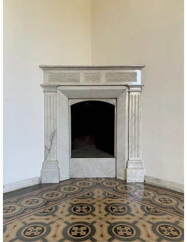 013 SMALL ART NOUVEAU FIREPLACE MANTEL IN WHITE...