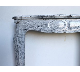 Antique original fireplace mantel carved in grey marble. This fire surround is authentic and certified. 2