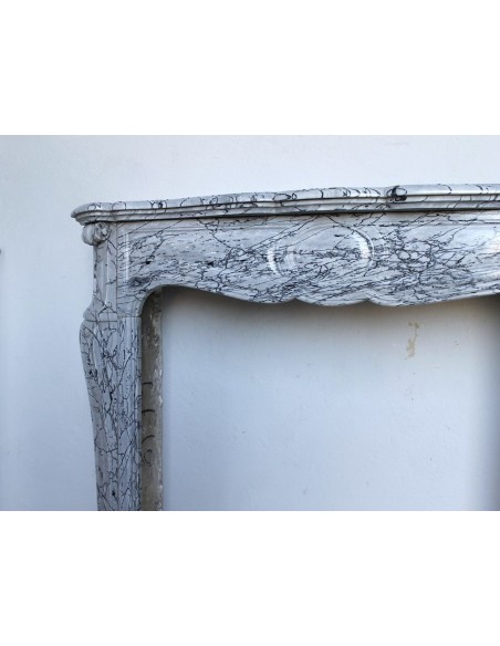 058 ANTIQUE LOUIS XV POMPADOUR "PIED GALBÉ" CARVED IN ITALIAN GREY "FIORITO" MARBLE