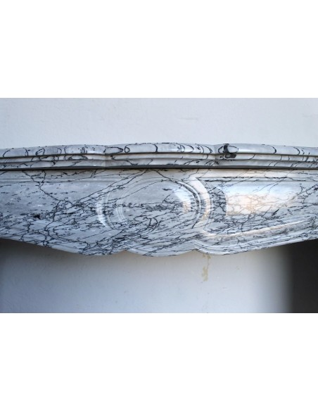 058 ANTIQUE LOUIS XV POMPADOUR "PIED GALBÉ" CARVED IN ITALIAN GREY "FIORITO" MARBLE