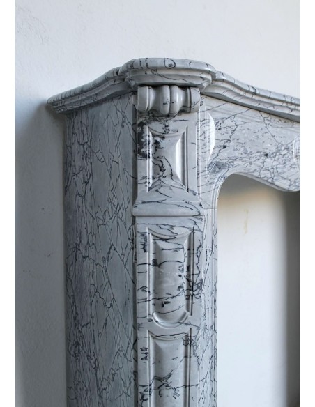 058 ANTIQUE LOUIS XV POMPADOUR "PIED GALBÉ" CARVED IN ITALIAN GREY "FIORITO" MARBLE