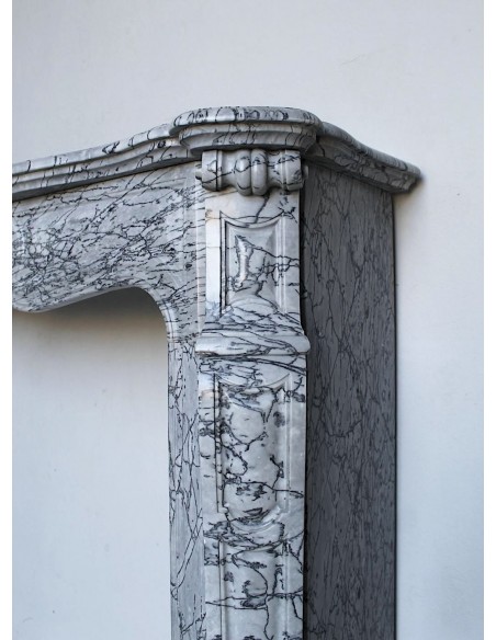 058 ANTIQUE LOUIS XV POMPADOUR "PIED GALBÉ" CARVED IN ITALIAN GREY "FIORITO" MARBLE