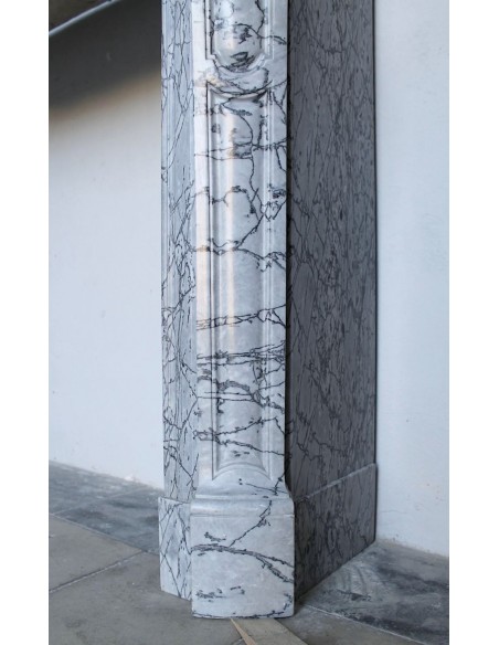 058 ANTIQUE LOUIS XV POMPADOUR "PIED GALBÉ" CARVED IN ITALIAN GREY "FIORITO" MARBLE