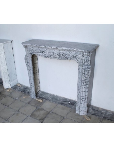 058 ANTIQUE LOUIS XV POMPADOUR "PIED GALBÉ" CARVED IN ITALIAN GREY "FIORITO" MARBLE