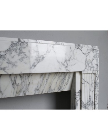 702 ART DECO FIREPLACE IN WHITE ARABESCATO MARBLE