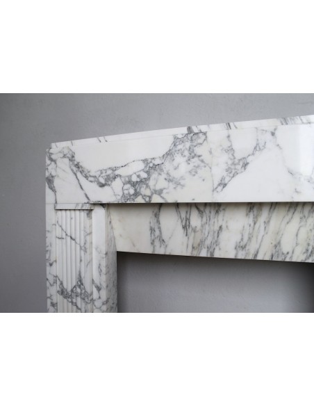702 ART DECO FIREPLACE IN WHITE ARABESCATO MARBLE